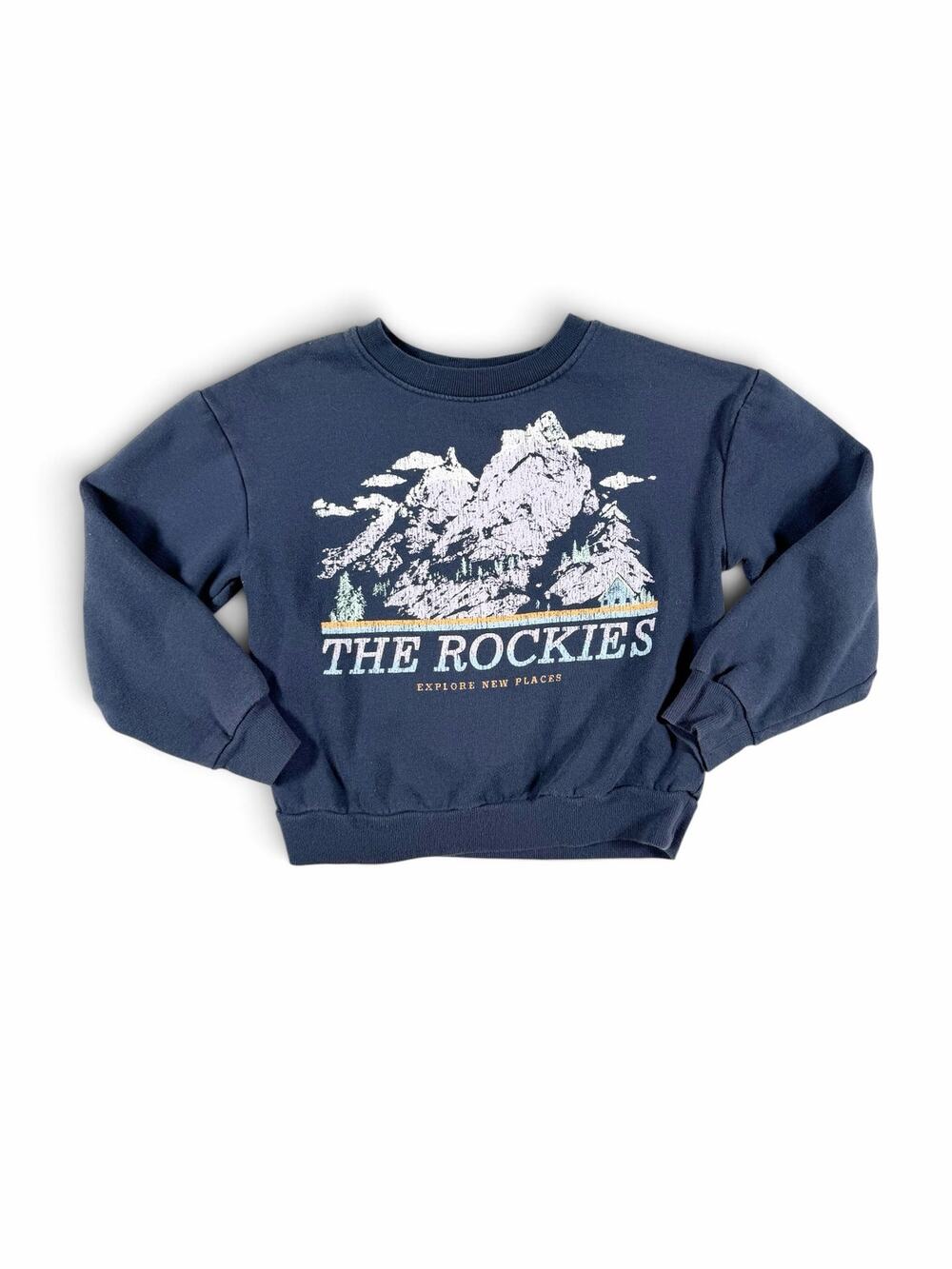 Art Class The Rockies Mountain Graphic Crewneck Sweatshirt Navy Size 8